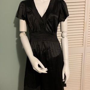 BCBG Max Azria Black Silk V-Neck Dress Small